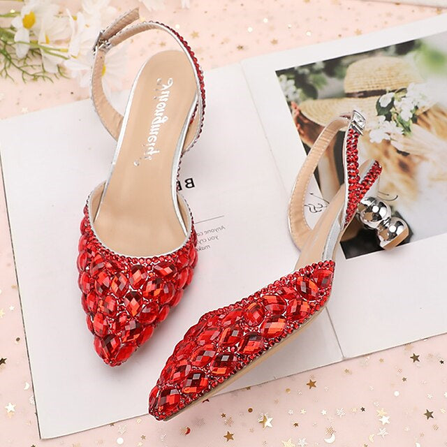 Women's Wedding Shoes Sandals Bling Bling Pointed Toe High Heel Wedding Heels Bridal Shoes