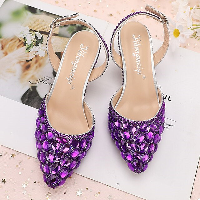 Women's Wedding Shoes Sandals Bling Bling Pointed Toe High Heel Wedding Heels Bridal Shoes