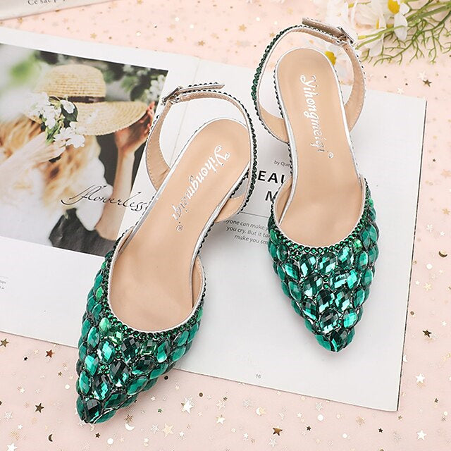 Women's Wedding Shoes Sandals Bling Bling Pointed Toe High Heel Wedding Heels Bridal Shoes