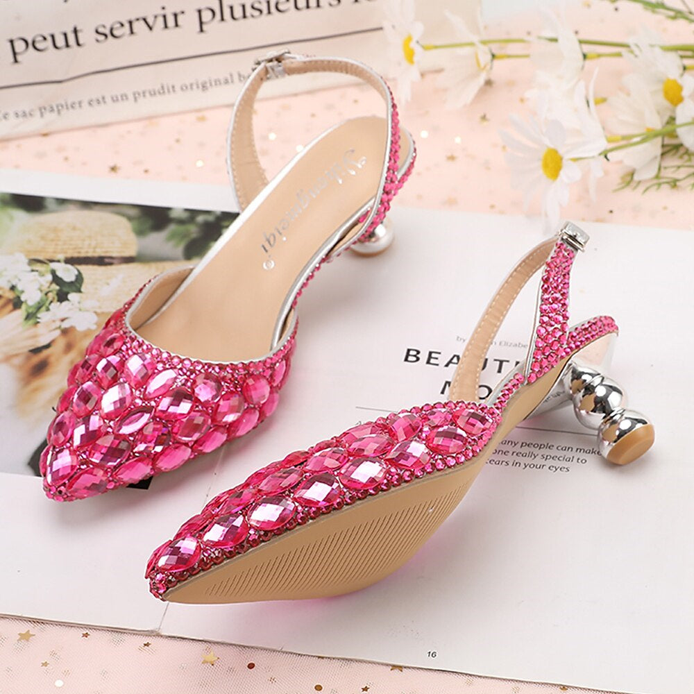 Women's Wedding Shoes Sandals Bling Bling Pointed Toe High Heel Wedding Heels Bridal Shoes