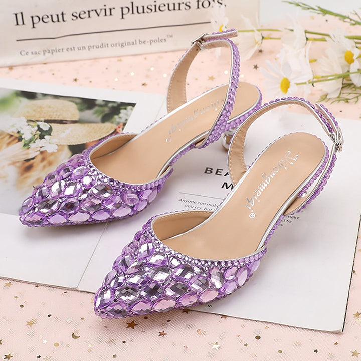 Women's Wedding Shoes Sandals Bling Bling Pointed Toe High Heel Wedding Heels Bridal Shoes