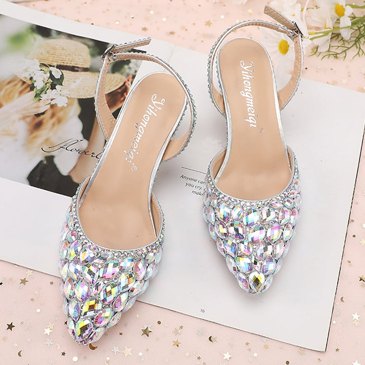 Women's Wedding Shoes Sandals Bling Bling Pointed Toe High Heel Wedding Heels Bridal Shoes