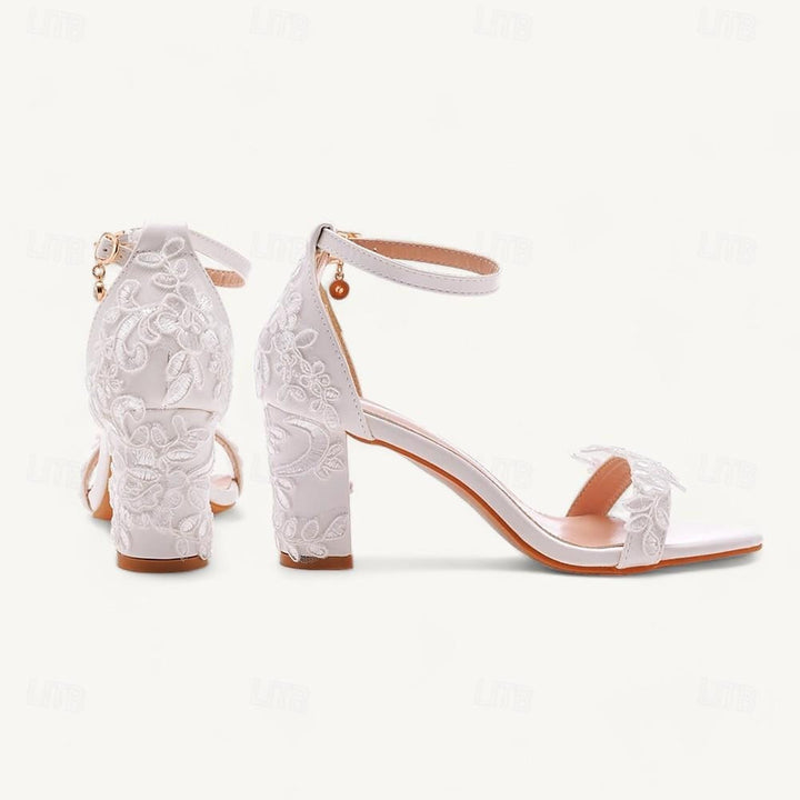 Women's Wedding Shoes Chunky Heel Round Toe Wedding Heels Bridal Shoes