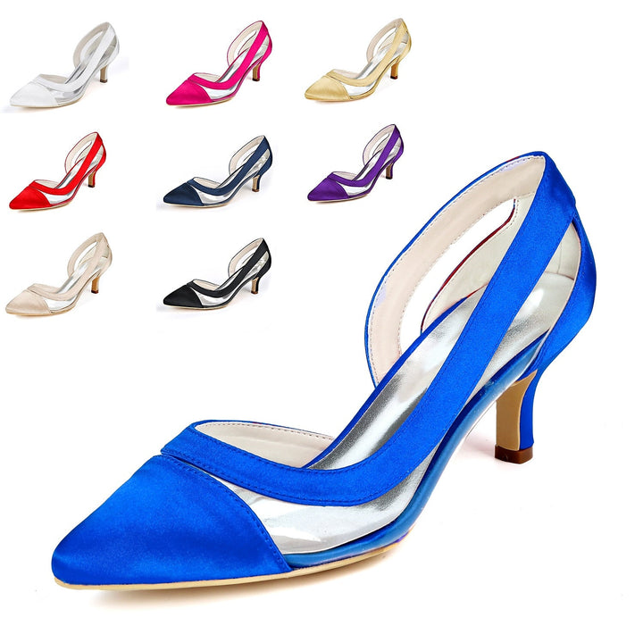 Women's Wedding Pumps Bridal Shoes Kitten Heel Pointed Toe Wedding Heels Bridal Shoes