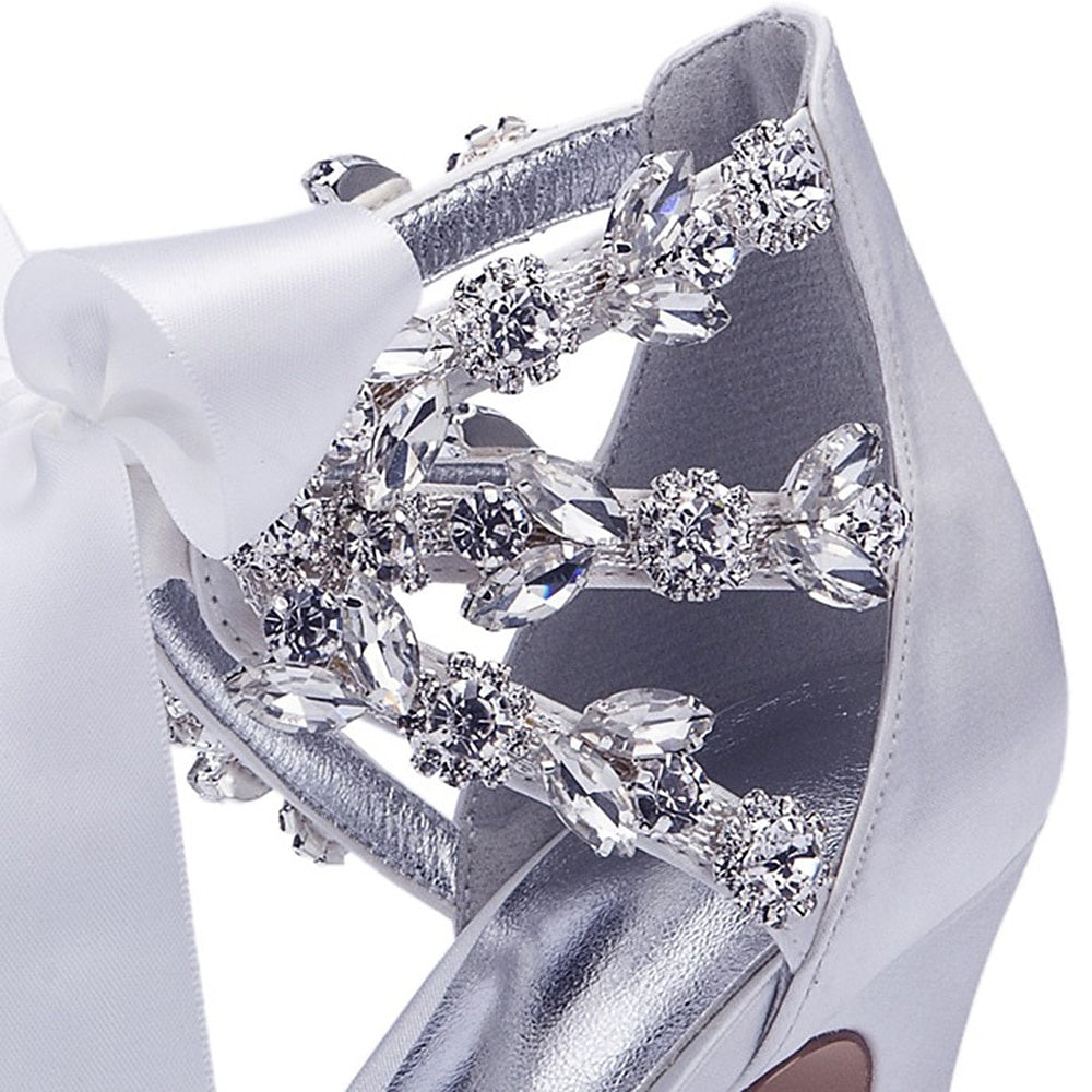 Women's Wedding Bling Bling Stilettos Sparkling High Heel Bridal Shoes