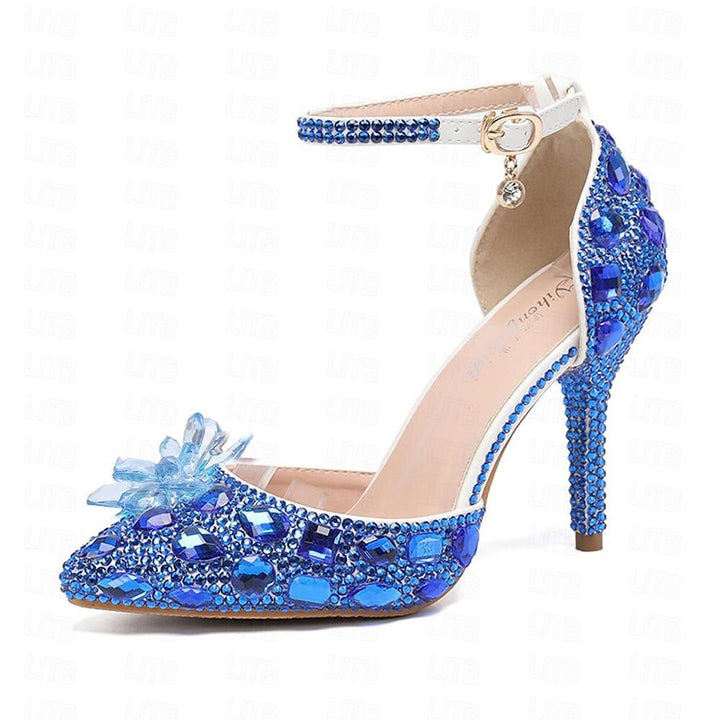 Women's Wedding  Shoes Closed Toe Pointed Toe Silver Blue colourful PU Pumps Bridal Shoes