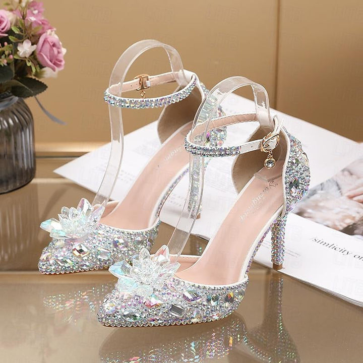 Women's Wedding  Shoes Closed Toe Pointed Toe Silver Blue colourful PU Pumps Bridal Shoes