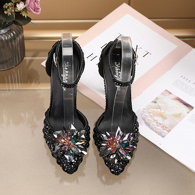 Women's Wedding  Shoes Closed Toe Pointed Toe Silver Blue colourful PU Pumps Bridal Shoes