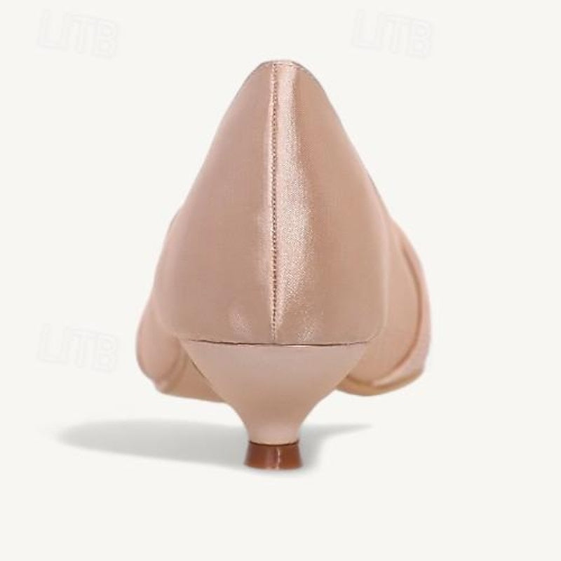 Women's Wedding Shoes Pumps Flats Bowknot Low Heel Peep Toe Bridal Shoes