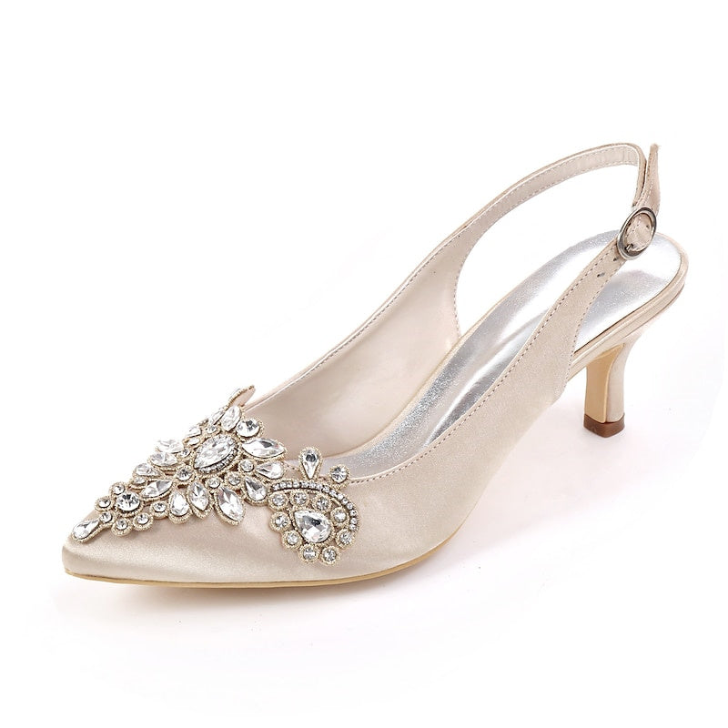 Women's Wedding Shoes  Bling Bling Slingback Pointed Toe Bridal Shoes