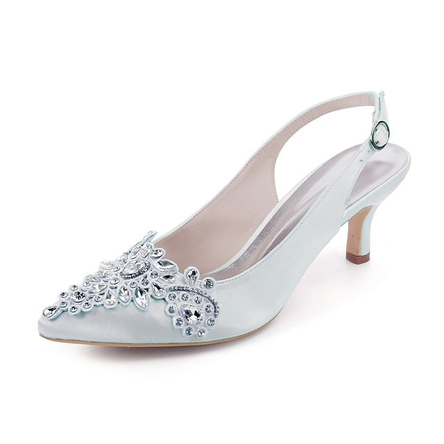 Women's Wedding Shoes  Bling Bling Slingback Pointed Toe Bridal Shoes