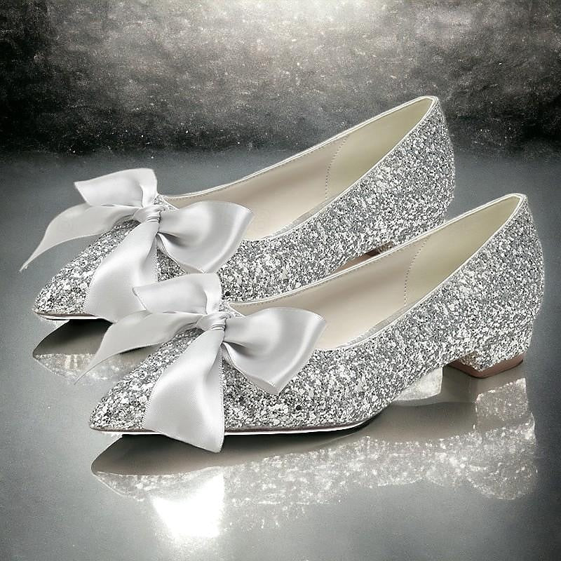 Women's Wedding Shoe Flats Bowknot Flat Heel Low Heel Pointed Toe Bridal Shoes