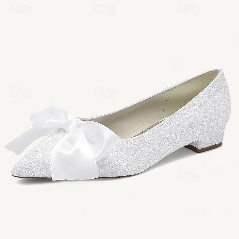 Women's Wedding Shoe Flats Bowknot Flat Heel Low Heel Pointed Toe Bridal Shoes