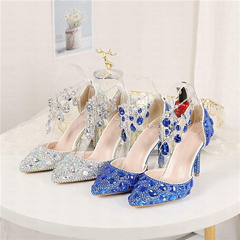 Women's Wedding Shoe Pumps Glitter Crystal Sequined Jeweled Bridal Shoes