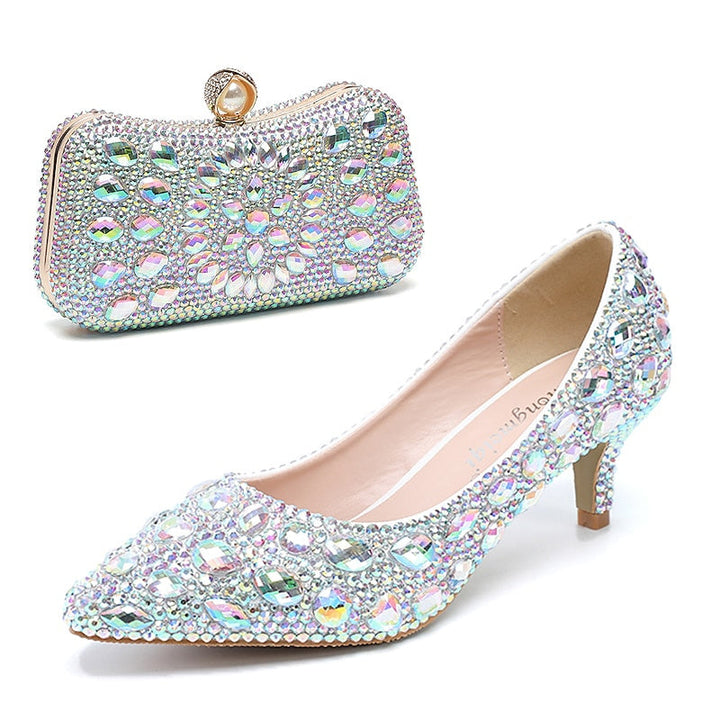 Women's Wedding Shoe Pumps Bling Bling Shoes Dress Shoes Glitter Crystal Sequined Jeweled Bridal Shoes