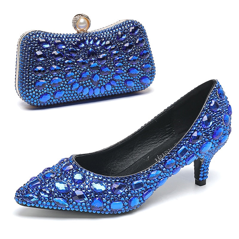 Women's Wedding Shoe Pumps Bling Bling Shoes Dress Shoes Glitter Crystal Sequined Jeweled Bridal Shoes