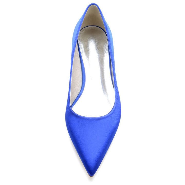 Women's Wedding Shoes Silk Satin Pointed Toe Square Heel Elegant Bridal Shoes