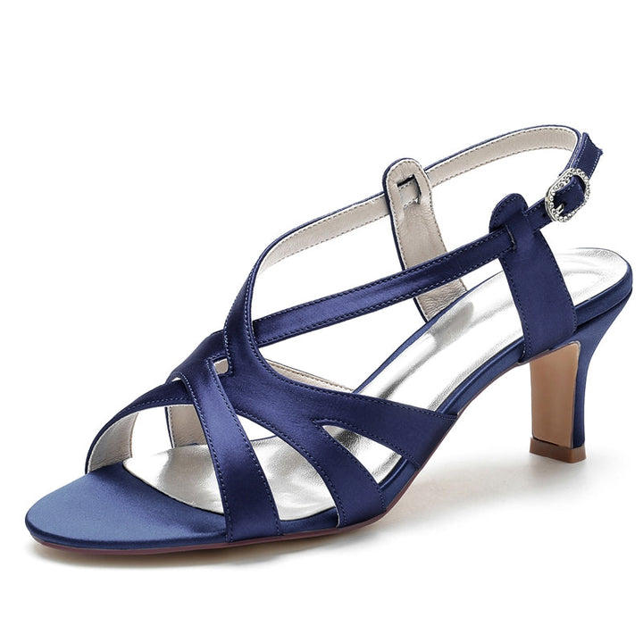 Women's Wedding Shoes Open Toe Crossed Straps Buckle Elegant Bridal Shoes
