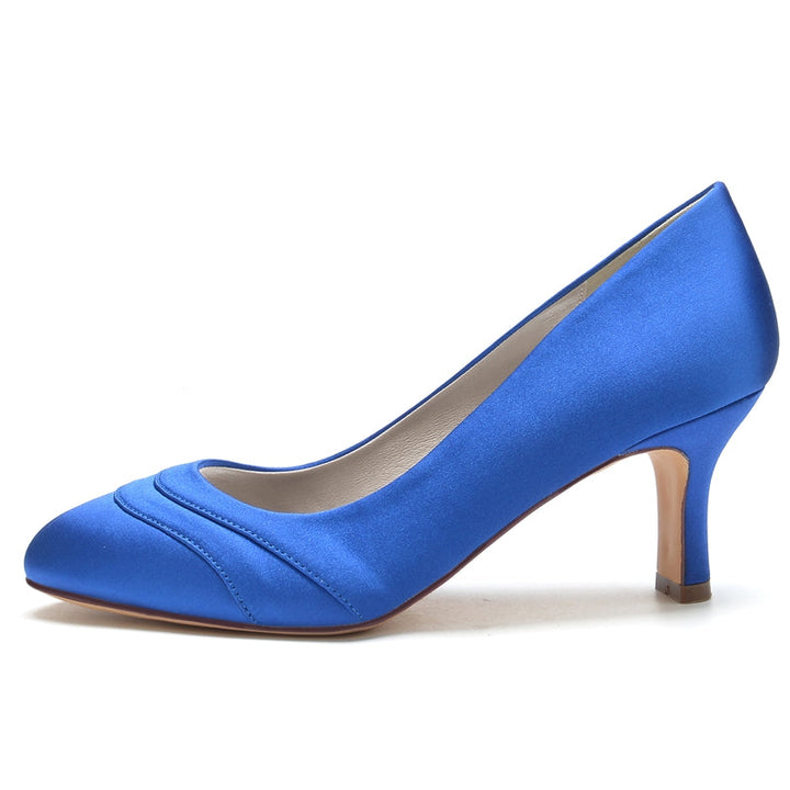 Women's Wedding Shoes Closed Toe Mid Heel Wave Simple Bridal Shoes