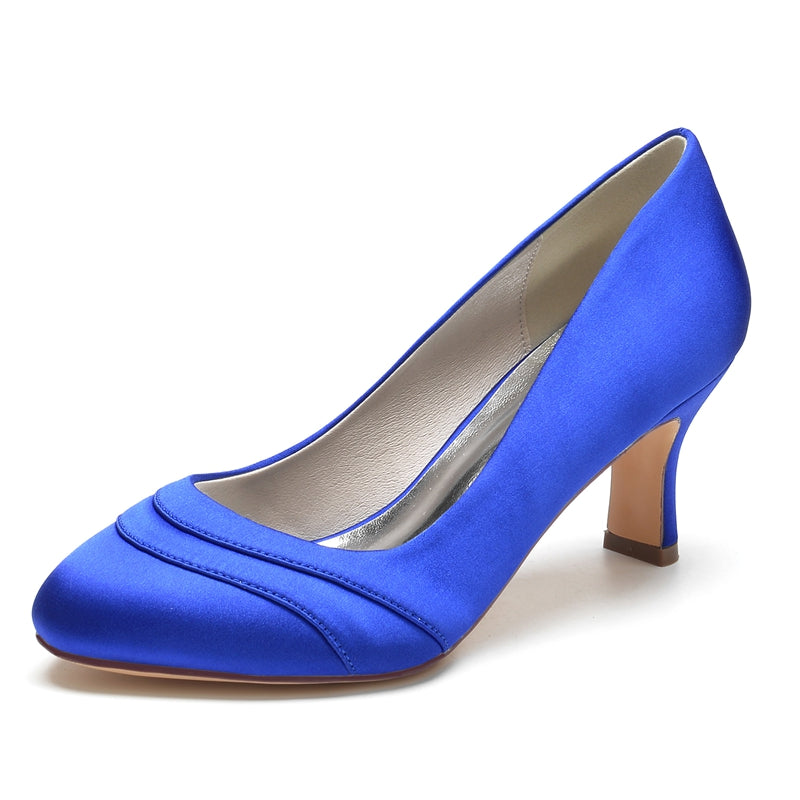 Women's Wedding Shoes Closed Toe Mid Heel Wave Simple Bridal Shoes