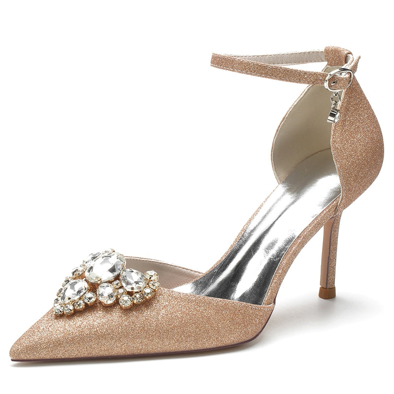 Women's Wedding Shoes Pointed Toe Delicate Rhinestone Luxurious Bridal Shoes