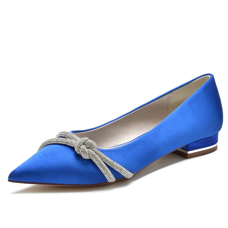 Women's Wedding Shoes Pointed Toe Low Heel Stylish Bridal Shoes with Mini Beadings