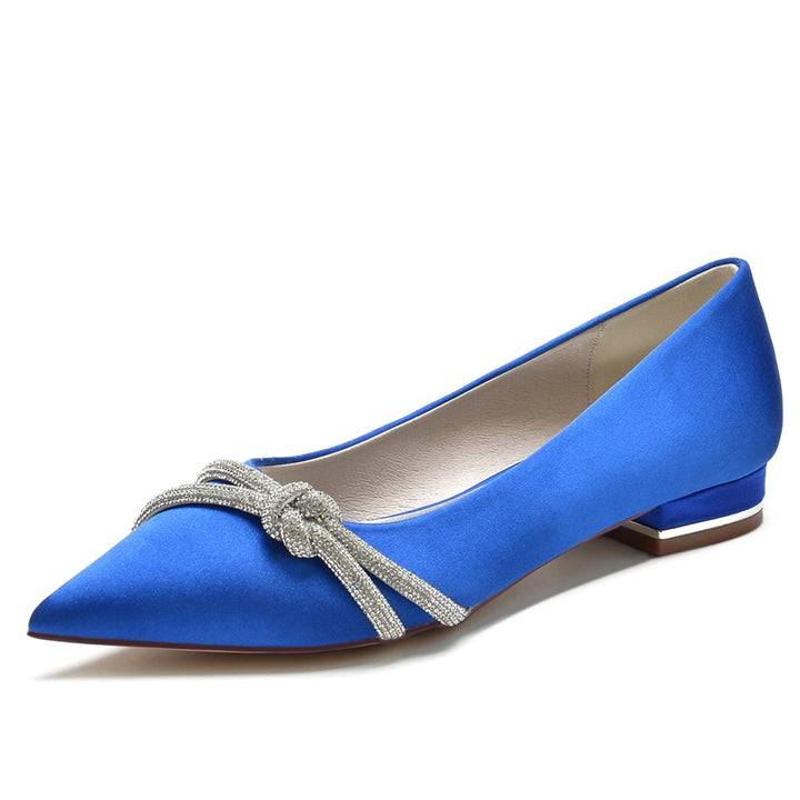 Women's Wedding Shoes Pointed Toe Low Heel Stylish Bridal Shoes with Mini Beadings