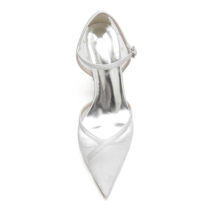 Women's Wedding Shoes Pointed Toe Chunky Heel Classical Bridal Shoes with Printed Heart