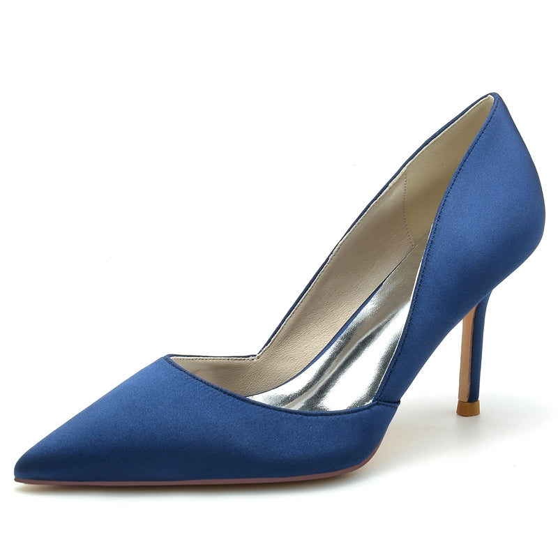 Women's Wedding Shoes Pointed Toe High Heel Silk Satin Minimalism Bridal Shoes
