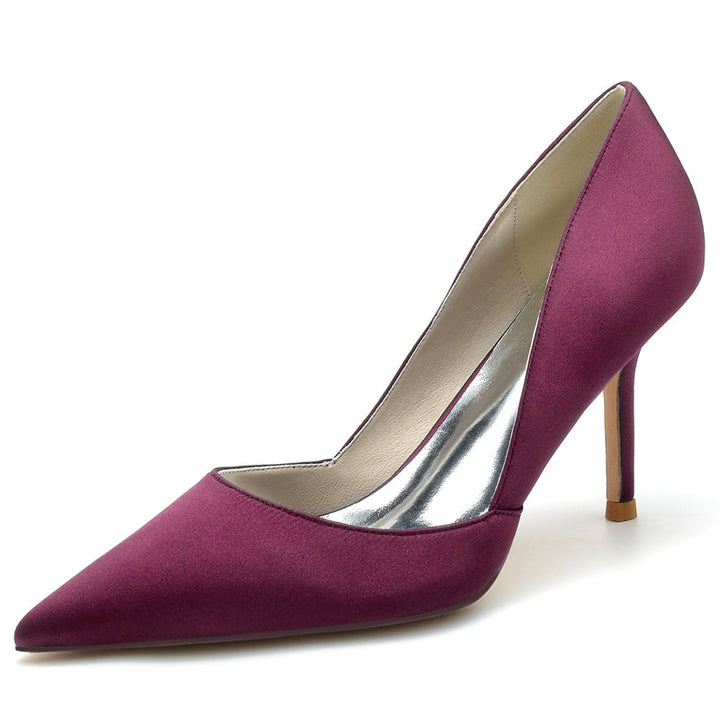 Women's Wedding Shoes Pointed Toe High Heel Silk Satin Minimalism Bridal Shoes