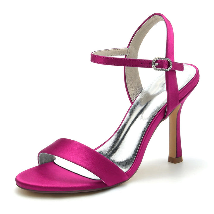 Women's Wedding Shoes Opened Toe High Heel Elegant Simple Buckle Bridal Shoes