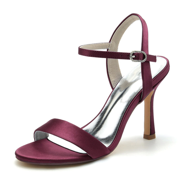 Women's Wedding Shoes Opened Toe High Heel Elegant Simple Buckle Bridal Shoes