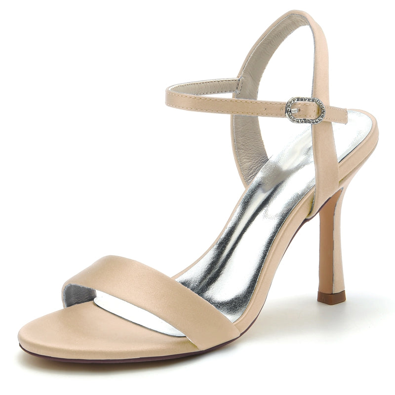 Women's Wedding Shoes Opened Toe High Heel Elegant Simple Buckle Bridal Shoes