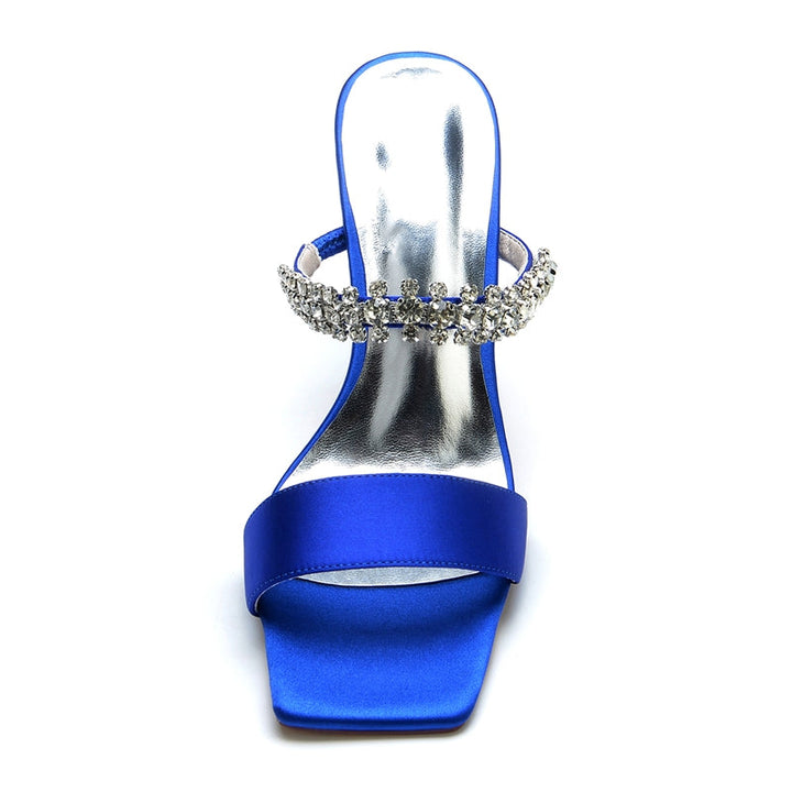 Women's Wedding Shoes Opened Toe Stiletto Heel Slip-On Bridal Shoes with Rhinestone