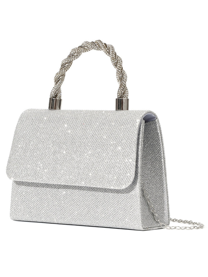 Polyester Multi Carry Solid Colour Chain Knot Design Evening Bags