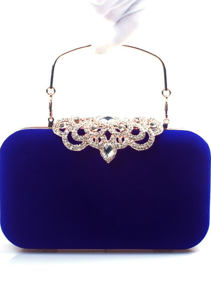 Wine Velvet Retro Elegant Rhinestone Clutch Bags