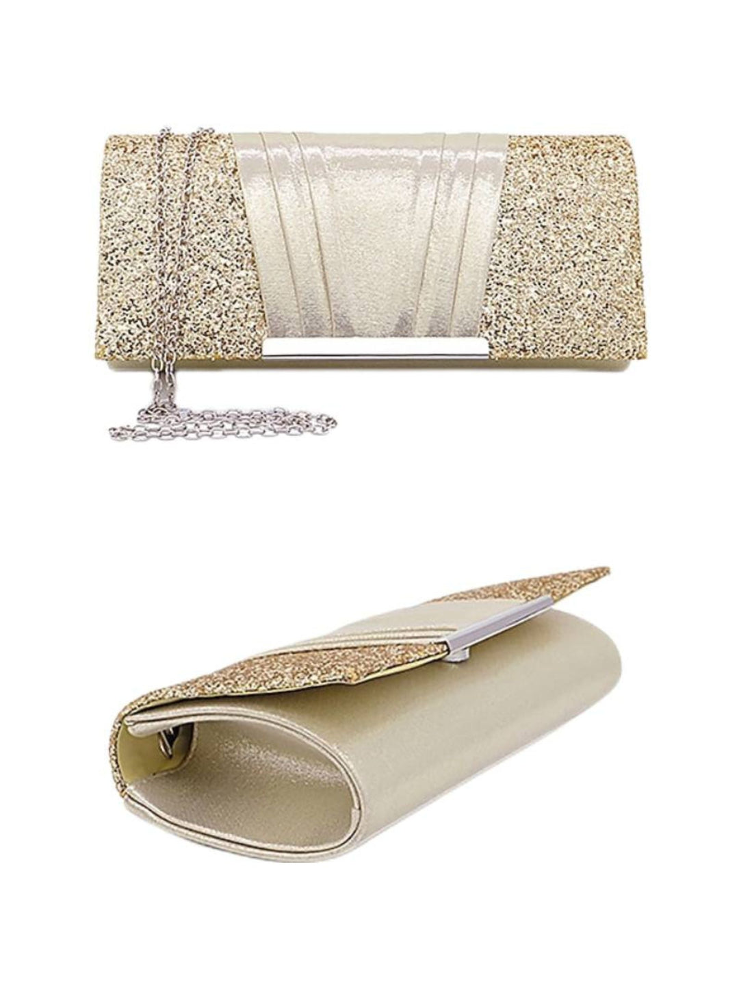 Gold Sparkling Elegant Evening Clutch Bag with Sequins