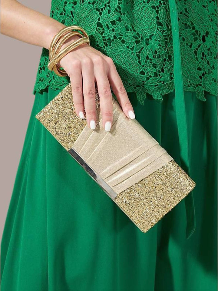 Gold Sparkling Elegant Evening Clutch Bag with Sequins