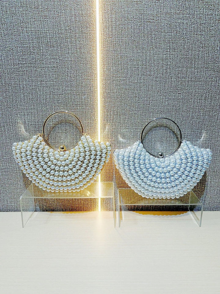 Gold Sector Elegant Luxury Pearl Evening Clutch Bag with Rhinestone