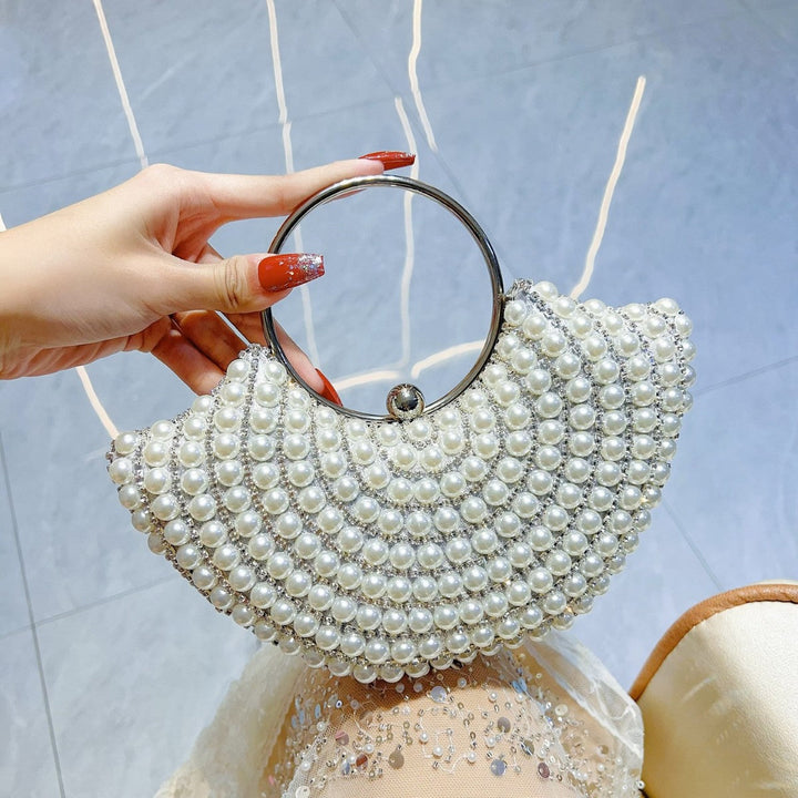 Gold Sector Elegant Luxury Pearl Evening Clutch Bag with Rhinestone