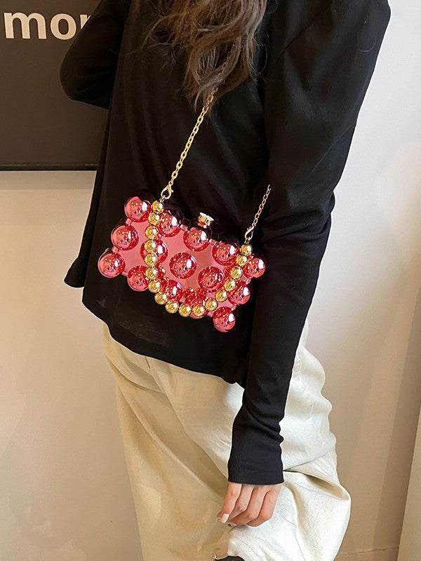 Gold Fashionable Retro Metal Ball Minimalist Chain Bags