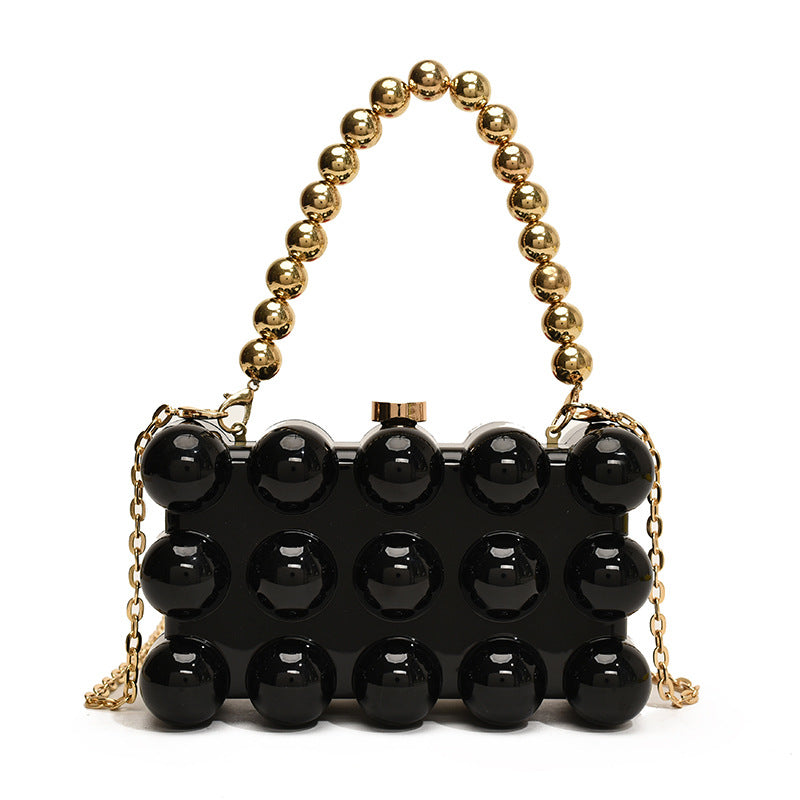 Gold Fashionable Retro Metal Ball Minimalist Chain Bags