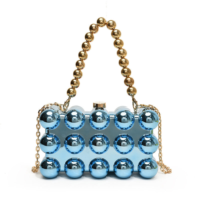 Gold Fashionable Retro Metal Ball Minimalist Chain Bags