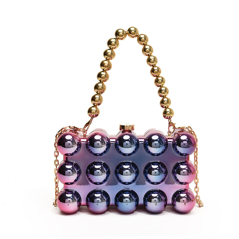 Gold Fashionable Retro Metal Ball Minimalist Chain Bags