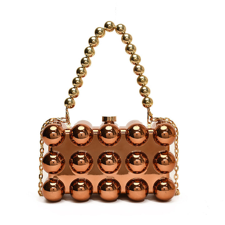 Gold Fashionable Retro Metal Ball Minimalist Chain Bags