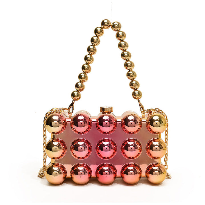 Gold Fashionable Retro Metal Ball Minimalist Chain Bags