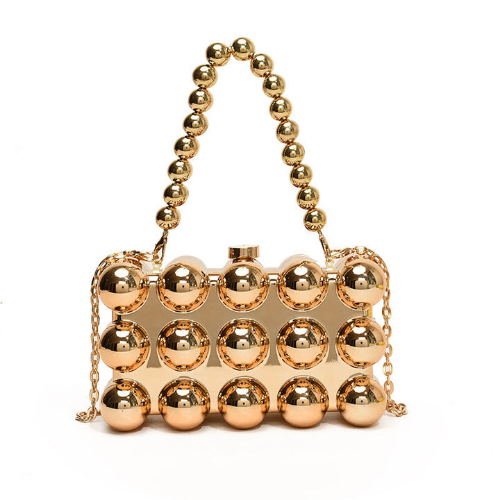 Gold Fashionable Retro Metal Ball Minimalist Chain Bags