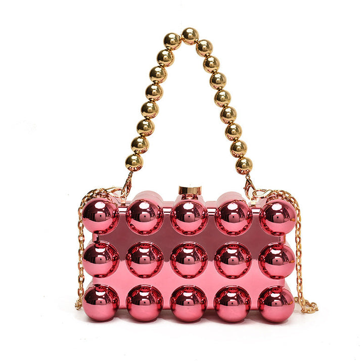 Gold Fashionable Retro Metal Ball Minimalist Chain Bags