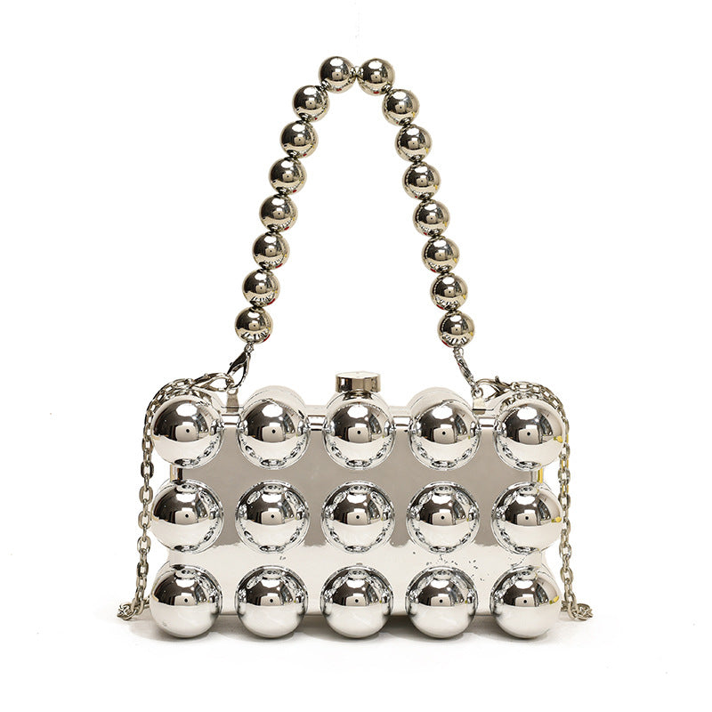 Gold Fashionable Retro Metal Ball Minimalist Chain Bags