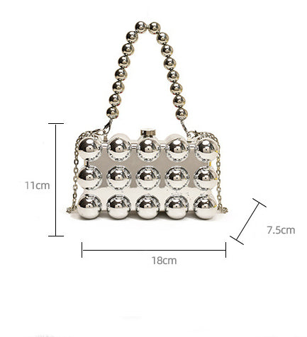 Gold Fashionable Retro Metal Ball Minimalist Chain Bags